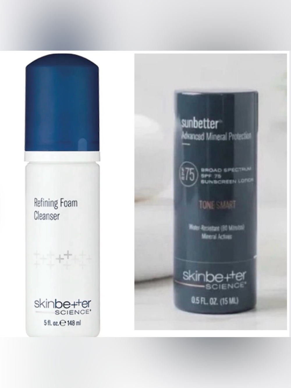 Skinbetter refining foam cleanser and sunbetter advanced spf 75 exp 11/2026